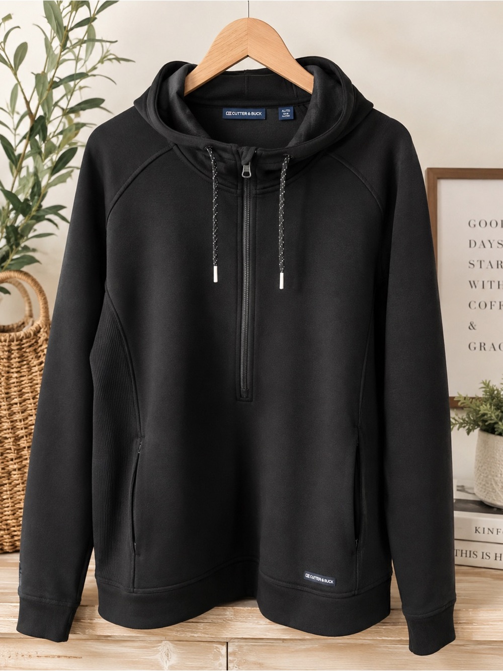 Cutter & Buck Black Half Zip Performance Hoodie XL